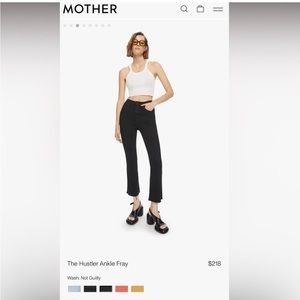 Mother Hustler ankle fray crop black denim jeans size 26 EUC